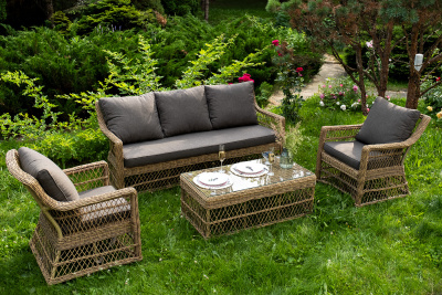 "Гранд Латте" лаунж-зона из искусственного ротанга, цвет соломенный