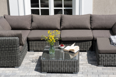 "Лунго" трансформирующаяся лаунж-зона из искусственного ротанга, цвет графит