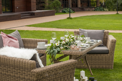 "Моккачино" обеденная группа из искусственного ротанга, цвет соломенный